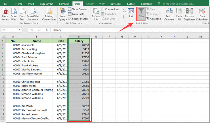 filtrer les données Excel afin d'économiser du temps