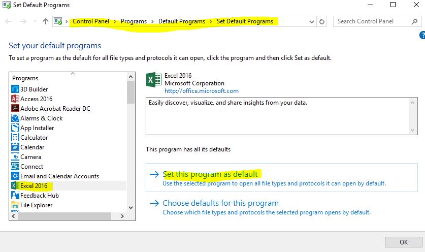 Définir vos programmes par défaut
