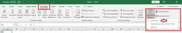 Excel formules ne se mettent pas à jour automatiquement