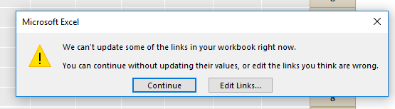 We Can’t Update Some of The Links in Your Workbook