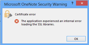 L'application a Experienced une erreur interne Erreur SSL Excel