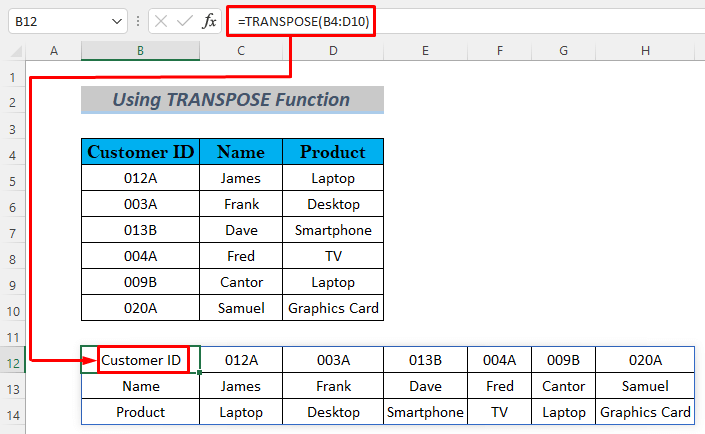 Microsoft Excel Transpose ne fonctionne pas