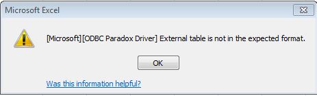 Tableau externe n'est pas au format attendu