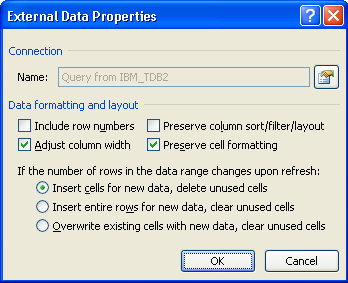 Propriétés des données externes