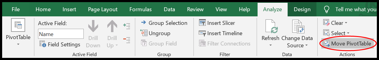 Déplacer un Pivot table vers une nouvelle Feuille de calcul