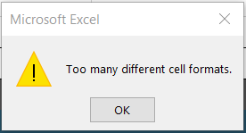 Excel Too Many Different Cell Formats