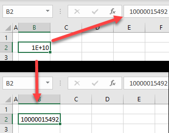 supprimer la notation scientifique dans Excel