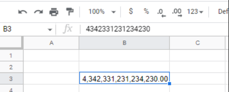 supprimer la notation scientifique dans Google Sheets