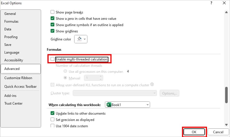 Excel à court de ressources lors d'une attempting de calcul