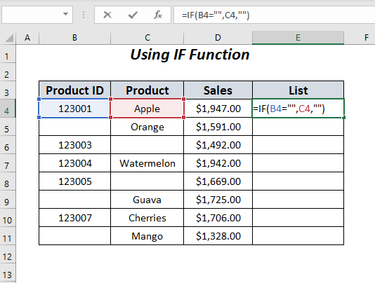 Excel si vide, puis passer à la cellule suivante
