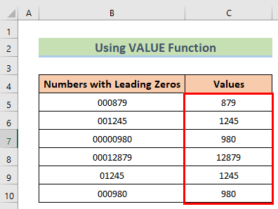 supprimer les zéros non significatifs dans Excel