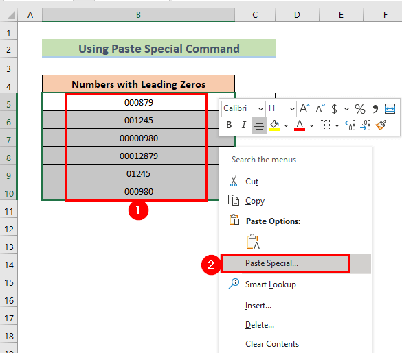 supprimer les zéros non significatifs dans Excel