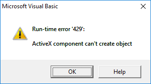 l'erreur d'exécution 429 dans Excel