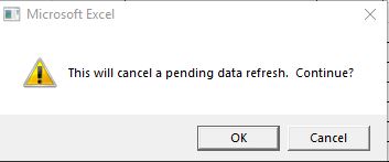 Excel This Will Cancel a Pending Data Refresh erreur