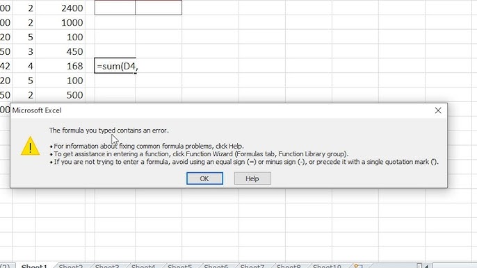 La formule que vous avez Typed contient une erreur