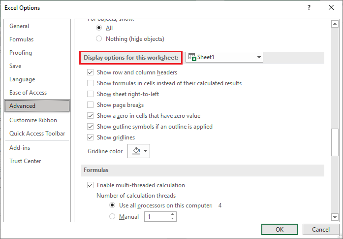 Focus Cell bouton n'apparaît pas dans Excel