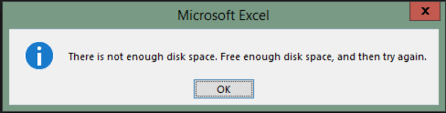 Microsoft Excel There Is Not Enough Disk Space