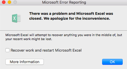 Un problème est survenu et Microsoft Excel a été fermé 