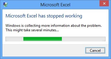 Excel a cessé de fonctionner.