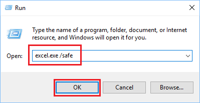 essayez d'ouvrir Excel dans mode sans échec 1
