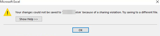 l'erreur de violation de partage Excel