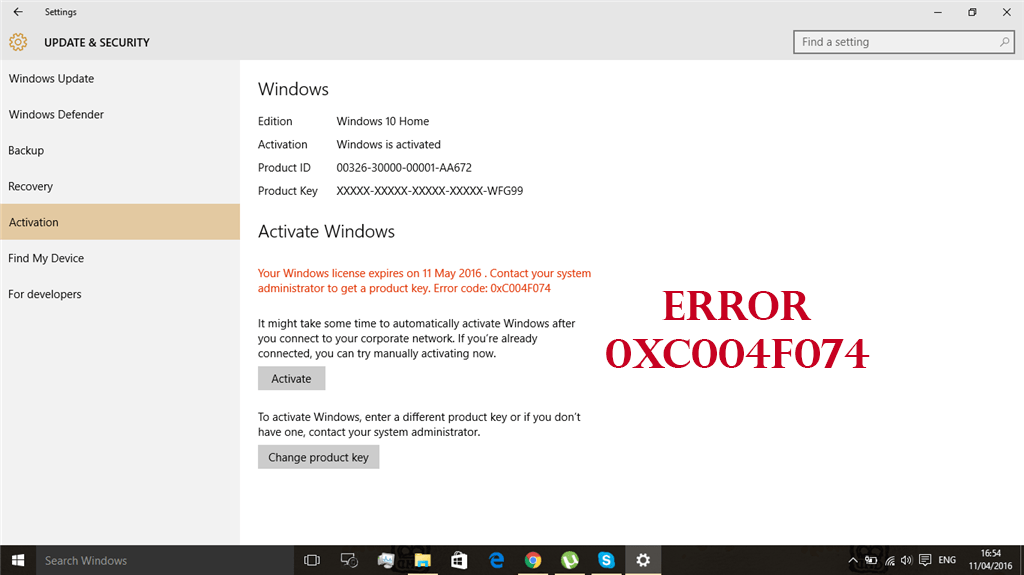 code d'erreur Microsoft office 0xc004f074