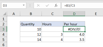 Excel # DIV / 0!