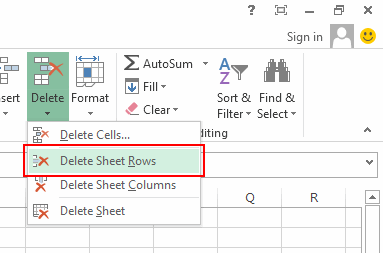 supprimer des blank Rangées dans Excel 5