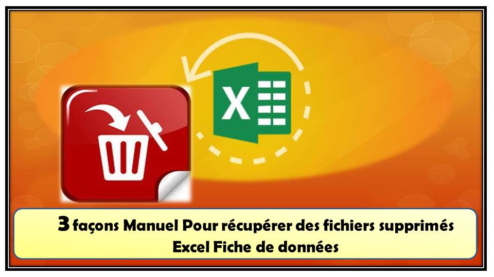 3 façons Manuel Pour récupérer des fichiers supprimés Excel Fiche de données
