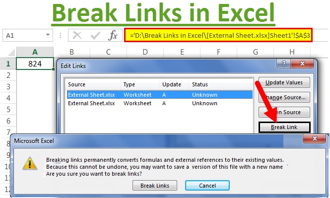 supprimer un lien brisé dans Excel 1
