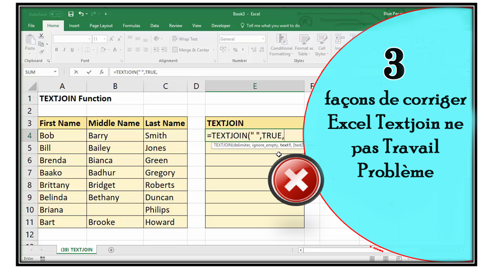 3 façons de corriger Excel Textjoin ne pas Travail Problème