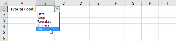 créer une baisse liste dans Excel 13
