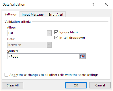 créer une baisse liste dans Excel 19