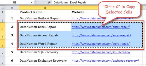 Copier et coller des cellules