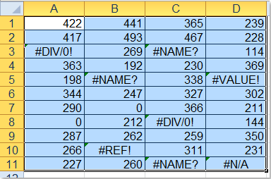 masquer les erreurs dans Excel 10