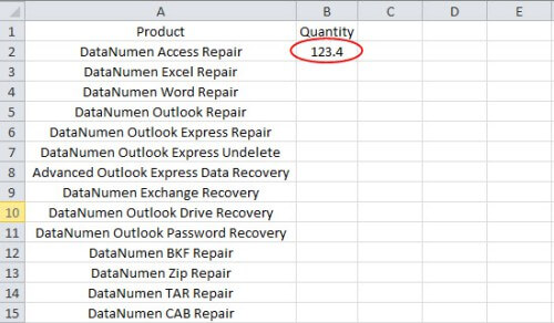 erreur de validation des données Excel 12
