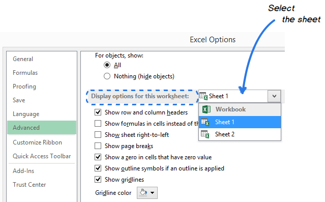 Le quadrillage de la feuille de calcul Excel ne s'imprime pas