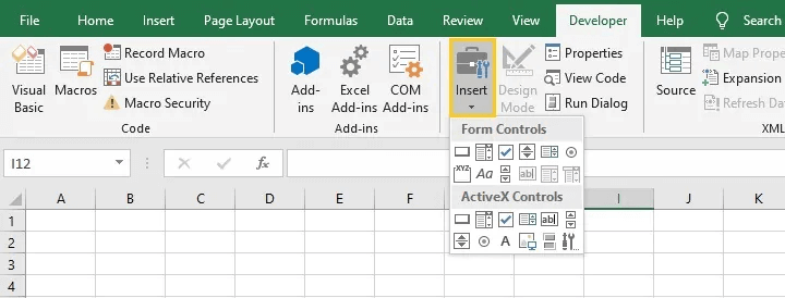comment insérer une case à cocher dans Excel 2019