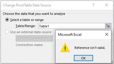 Référence Microsoft Excel n'est pas valide