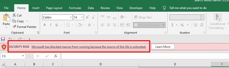 Microsoft has bloqué les macros de l'exécution d'Excel