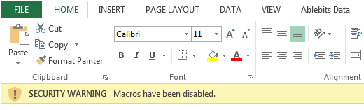 Microsoft has bloqué les macros de l'exécution d'Excel