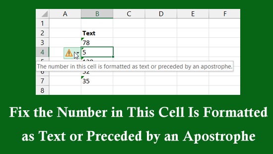 The number in this cell is formatted as text
