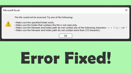 Excel the File Could Not Be Accessed