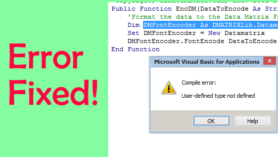 User-Defined Type Not Defined Erreur dans Excel