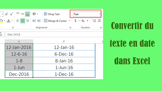 convertir du texte en date dans Excel